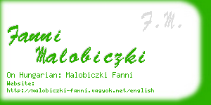 fanni malobiczki business card